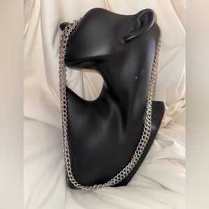 EXCELLENT Vintage Monet Textured Cable Chain Link Silver Tone 54”